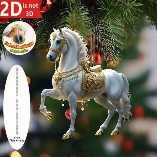 Car Rearview Mirror Charm with Pony Design Cute 2D Flat Acrylic Keychain for Bag And Keys Horse Lover Gift for Girls And Equestrian Fans