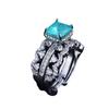 Open Ring Set Simulated Paraiba Tourmaline Jewelry Light Luxury Color Gemstone Stackable Rings for Women