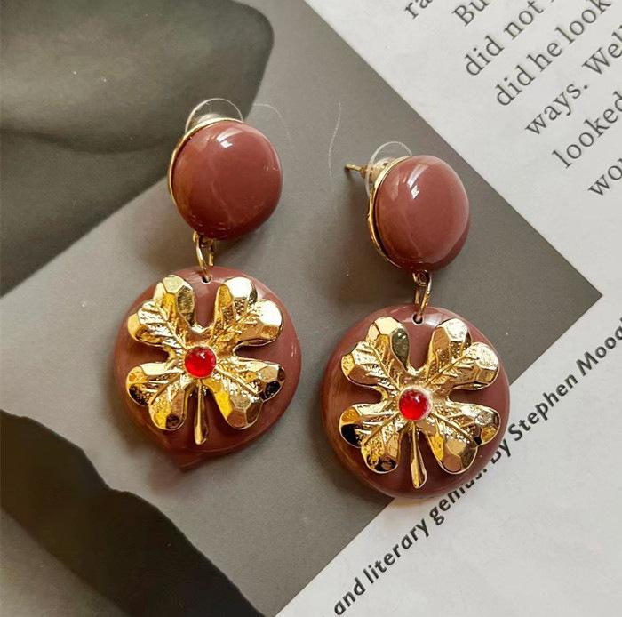 

Серьги-подвески круглой формы Серебряная игла Золотой цветок Женские модные серьги с дизайном личности Премиальные нишевые серьги