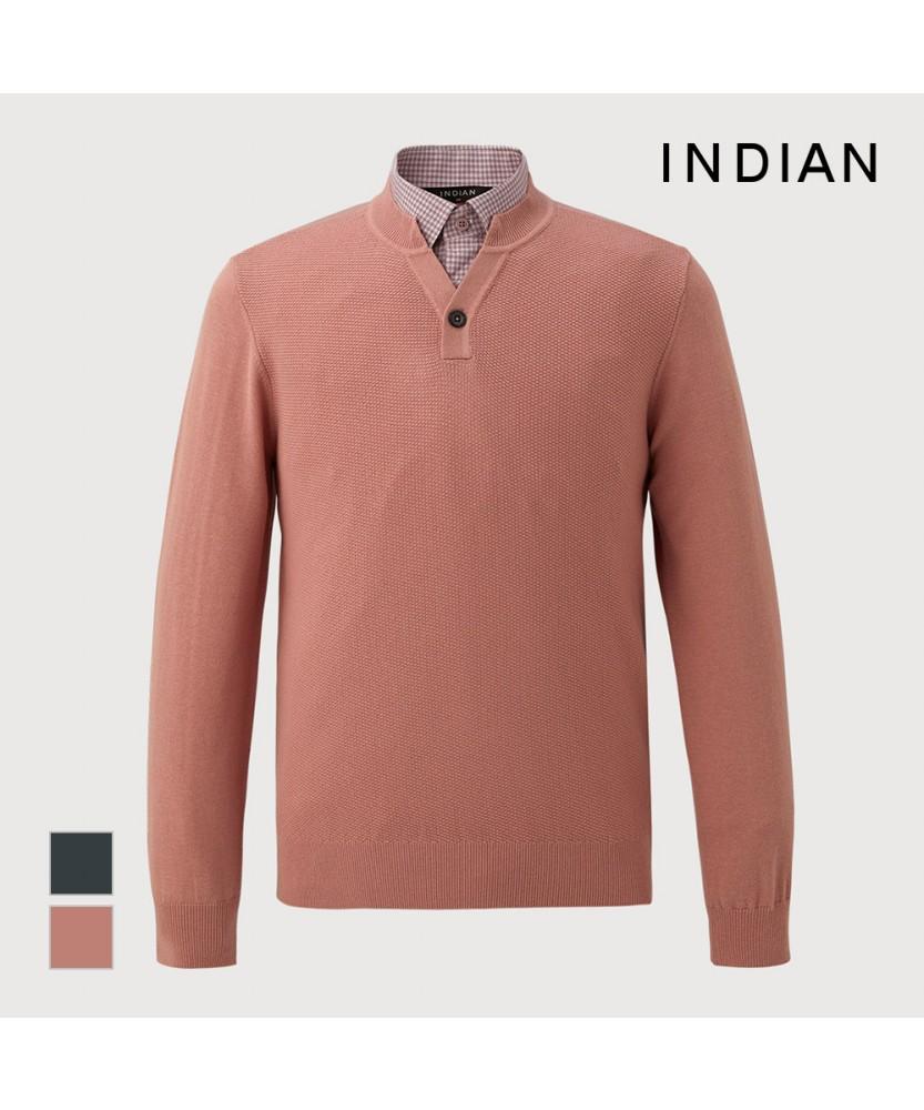 INDIAN Solid Double Collar Polo Knit_Miebp4Sc401