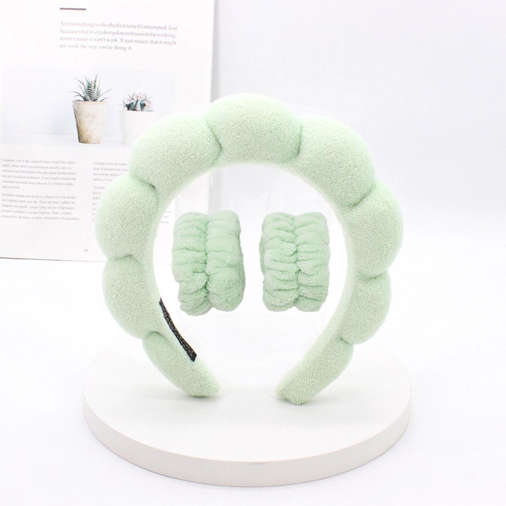 3Pcs Coral Fleece Washing Wristbands Terry Cloth Puffy Headband Spa Sponge Headband for Washing Face Makeup Shower Skincare