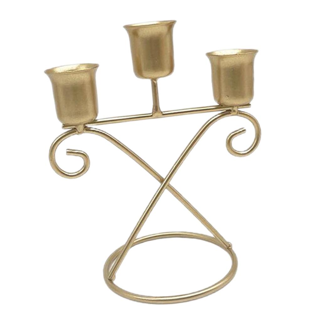 3 Arms Candle Holder Iron Modern Creative Candleholder Centerpiece for Party Living Room Holiday Dining Table Decoration