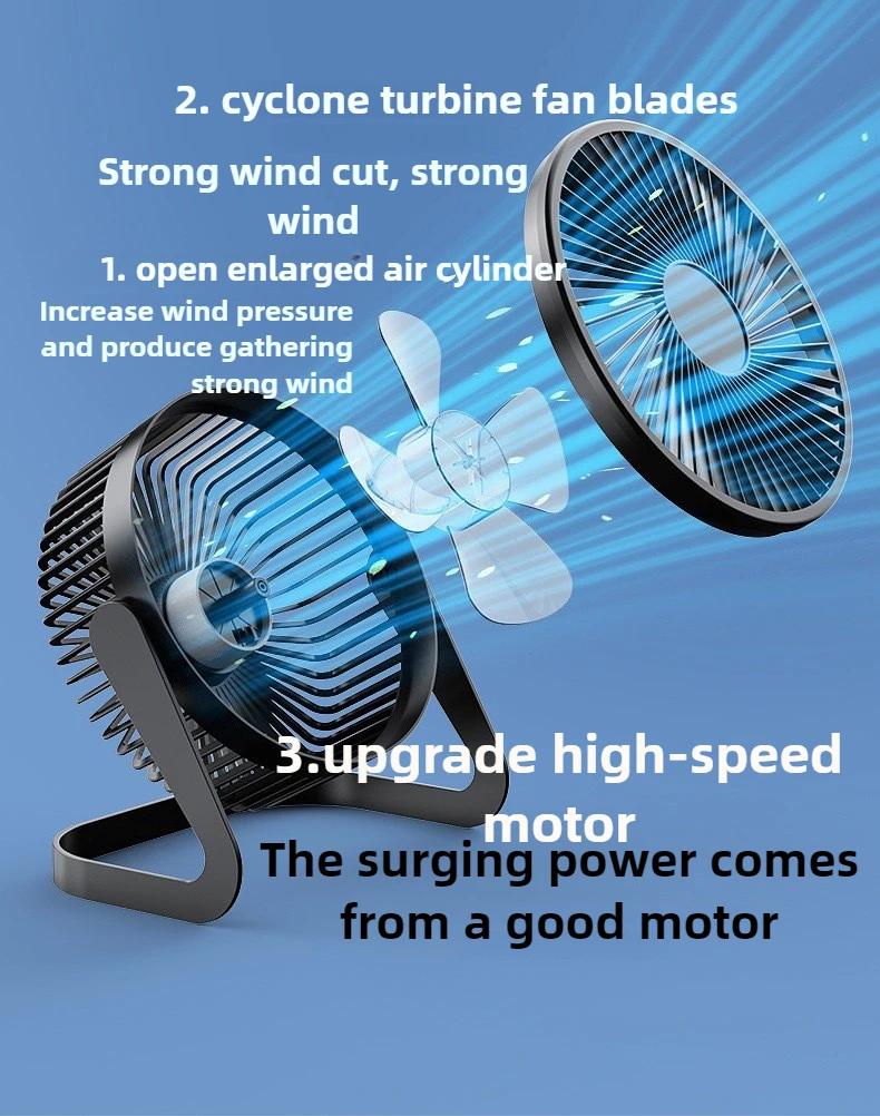 Desk Fan USB Small Fan Plug-in Silent Office Student Dormitory Table Brushless Fan High Wind 5 Inch Mesh Cover Removable