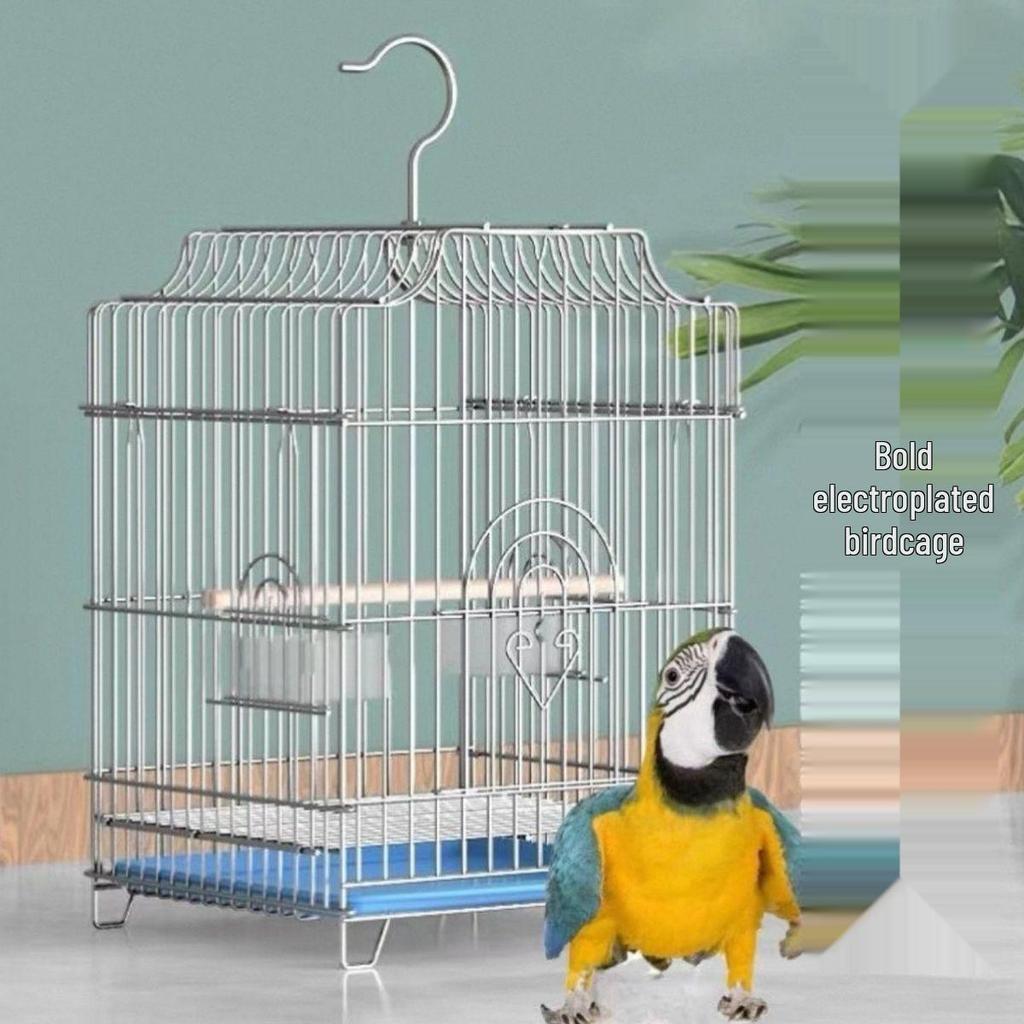 Starling Special Rustproof Electroplated Extra Large Bird Cage for Cockatiels, Parrots, Pigeons - Tiger Skin Design.