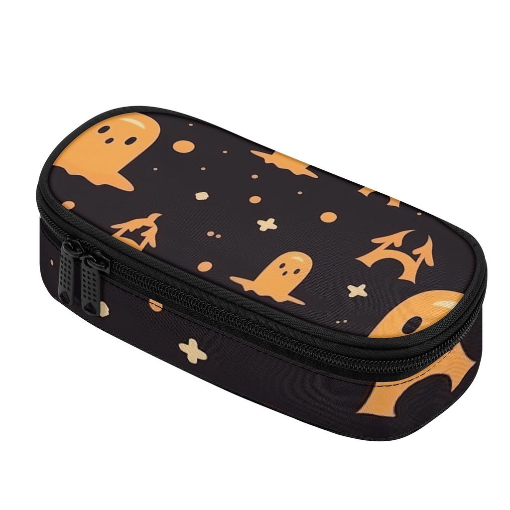 Pencil Case Printed Durable Polyester Fabric Zip Around Closure with Main Pocket Mesh Layer and Removable Pen Divider for Students