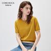 Commomboka 2026 Spring Summer Women's Short Sleeve Knitted T-shirt