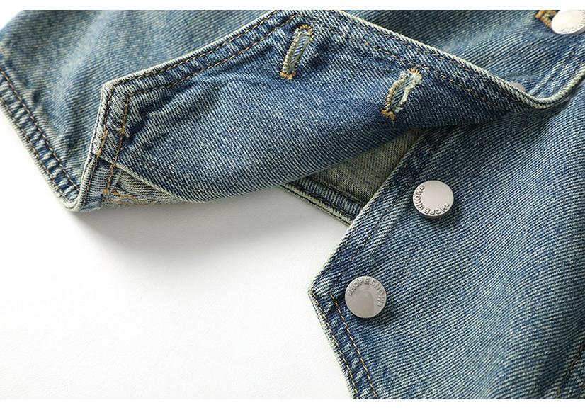 Women's V-Neck Denim Vest - Autumn 2024, Casual Single-Breasted Short Jacket