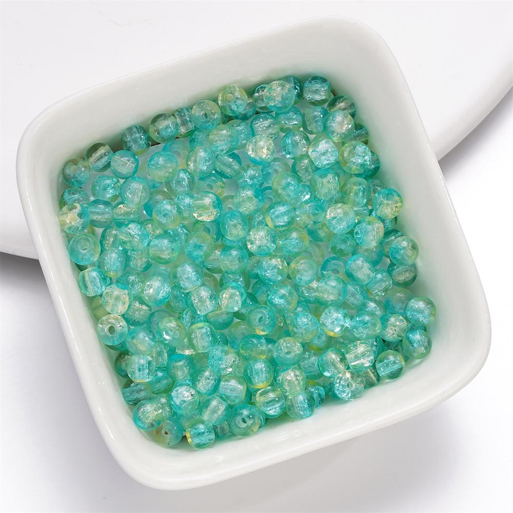 A String 4mm Double Color Round Cracking Glass Beads Necklace Loose Beads For DIY Jewelry Making Bracelet Handmade Accessories
