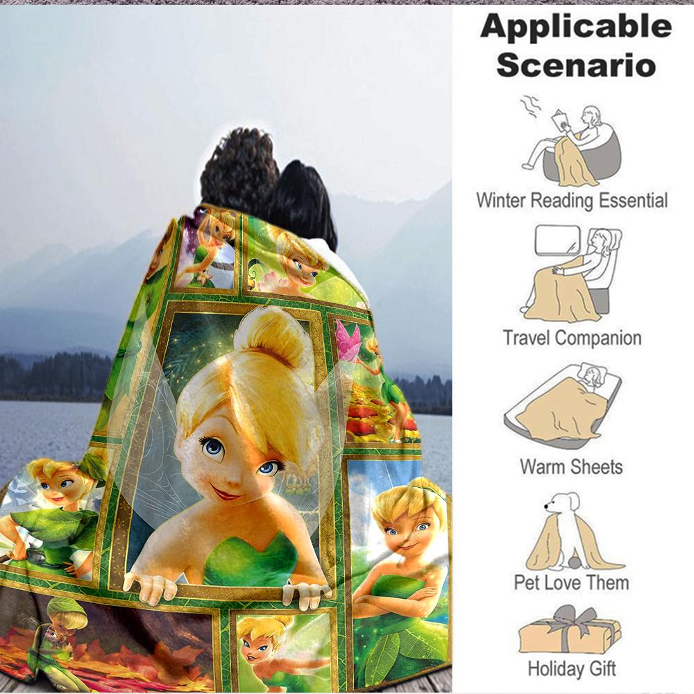 1Pc Tinkerbell'S Garden Blanket Soft And Comfortable Casual Warm Camping Travel Christmas Halloween Xmas Gift M924552