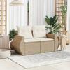 2-Sitzer Gartensofa mit Kissen Beige Poly-Rattan
