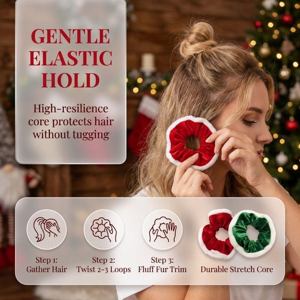 Soft Christmas Velvet Hair Scrunchie Elastic Hair Ties Hair Ring Plush Hair Bands Holiday