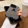 Fashion Matte Black Skull Phone Case for iPhone 17 16 15 14 13 12 11 Pro Max 17 Air X XR XS 16E Plus Faux Leather Cover