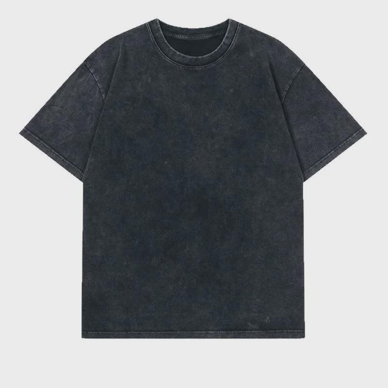 Women's Washed Distressed Short-Sleeve T-Shirt - Trendy Round Neck with Snowflake Print Logo