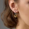 Trendy 18K Gold Stainless Steel Color Block Polished Round Hoop Earrings - Non-Fading, Versatile Jewelry