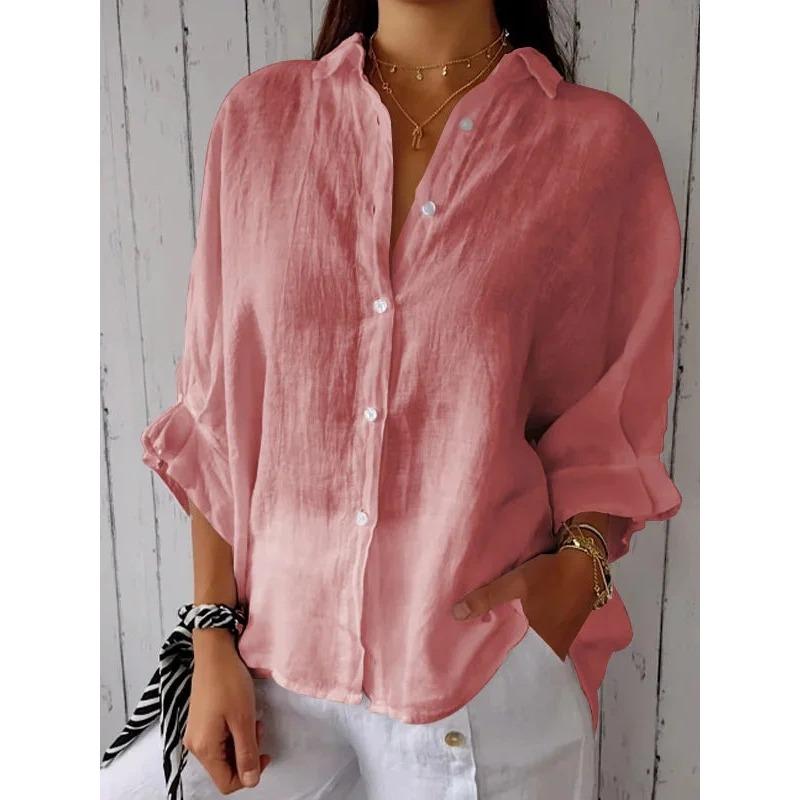 GMXIA Frühlingshemd aus Baumwollleinen mit Schnürung auf der Rückseite