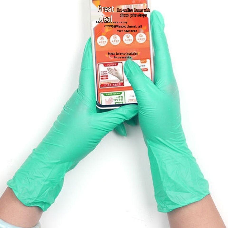 

Durable Green Thickened Composite Nitrile Gloves – Disposable, Food Grade, for Beauty, Catering & Household Protection Size M