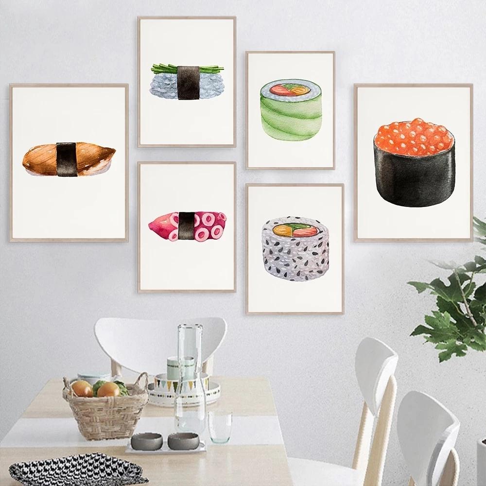 Modern Kitchen Restaurant Decoration Japanese Korean Food Canvas Painting Wall Art Pictures Posters Prints Fast Food Shop Decor No Frame