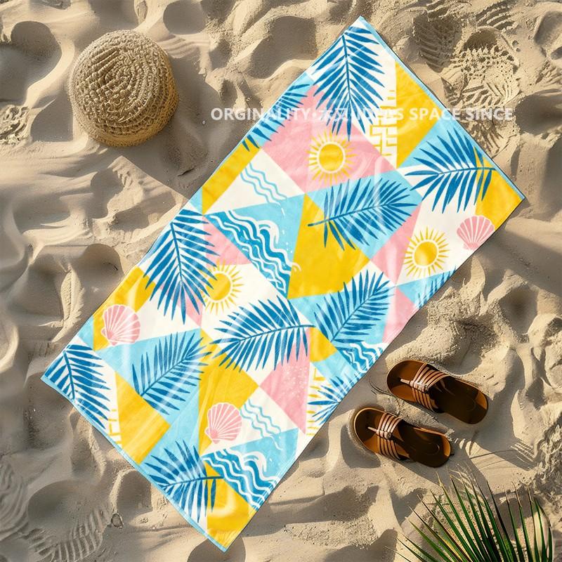 Tropische Palme Welle Sonne Strandtuch Gemustert Sonnenschutz Und Winddicht Geeignet Für Schwimmbad Camping Reisen