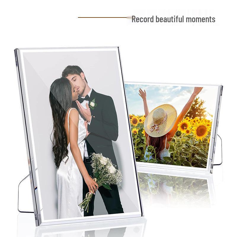 Cross-border Exclusive Acrylic Photo Frame - 6x7, 8x10 Inch Magnetic Stand Desktop Display