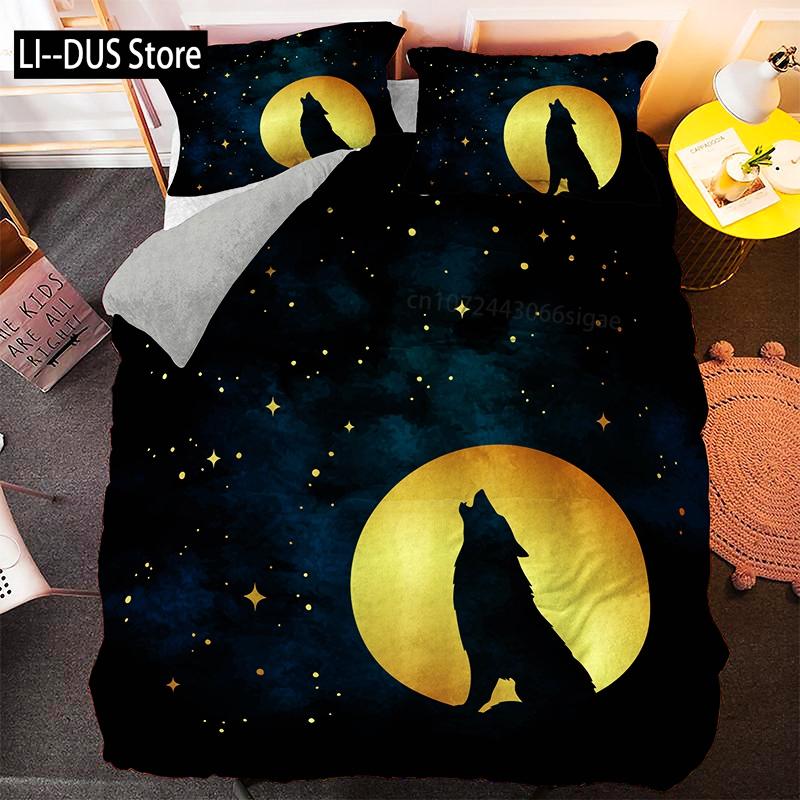 New Wolf Bedding Set Single Twin Full Queen King Size Animal Bloodthirsty Wolf Bed Set Aldult Kid Bedroom Duvetcover Sets 3D 037