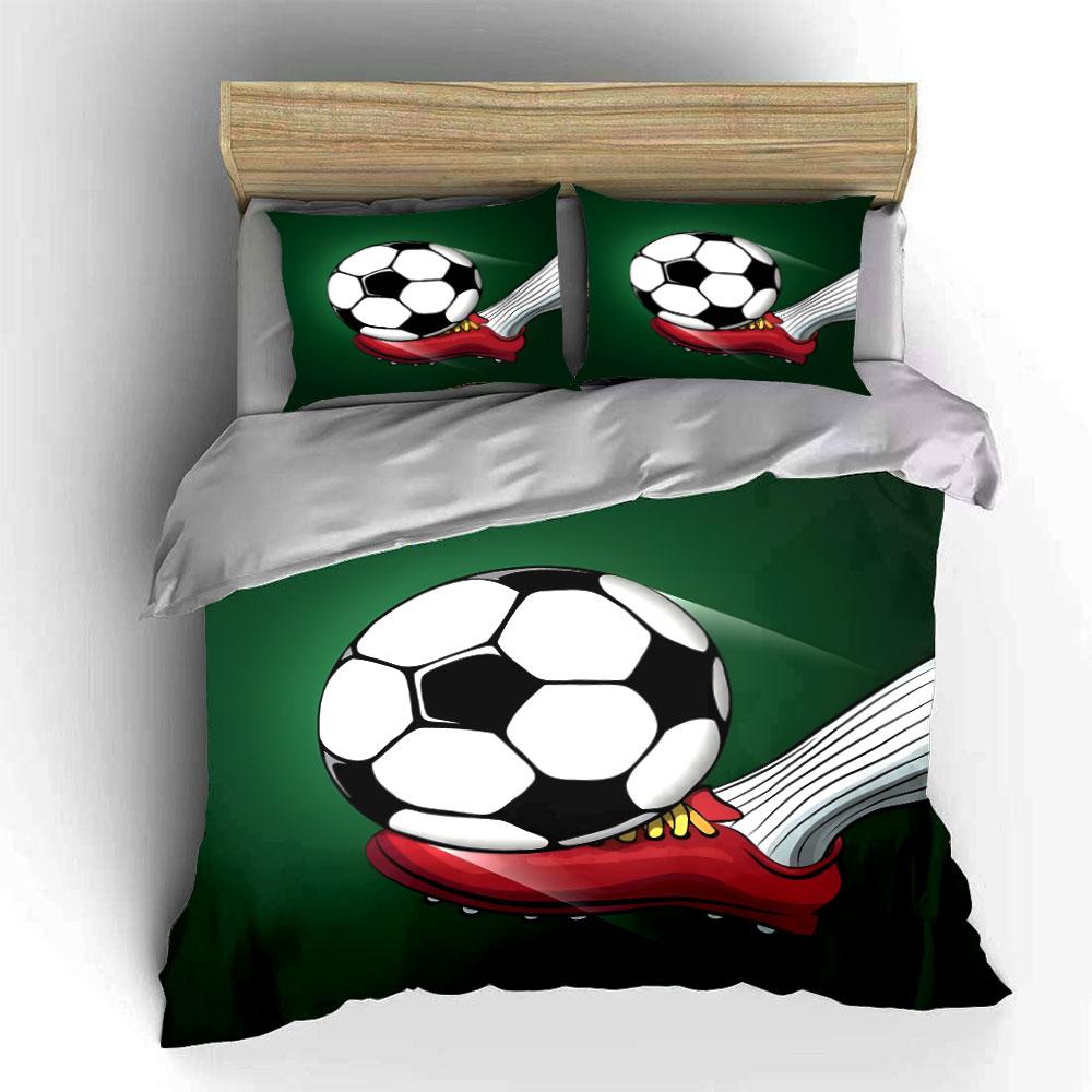 Soccer ball and cleat kicking a ball Print Bedding Set 1Duvet Cover 2Pillowcases for Adult and Children Luxury Gift Full Size