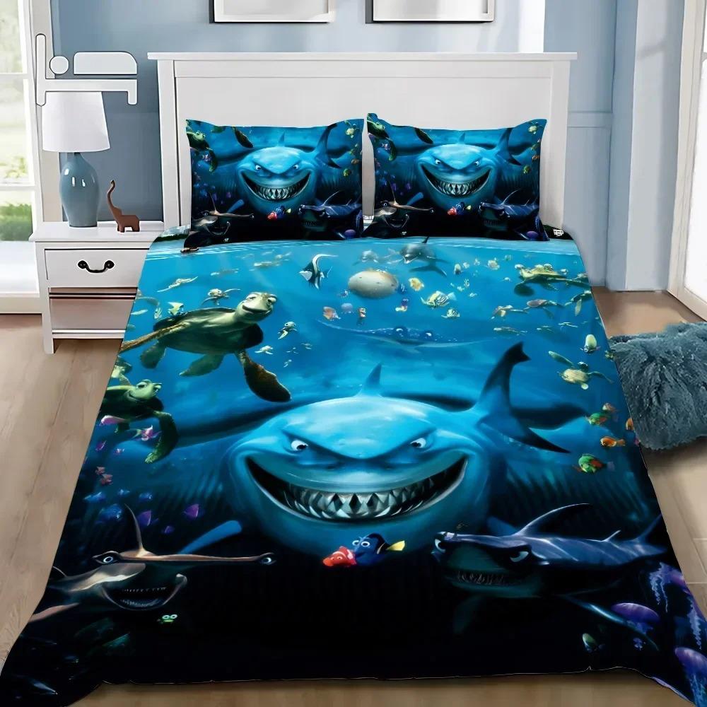 Cartoon Duvet Cover Pillowcase Bedding Set Finding NemoS Adult Boy Girl Bedroom Decoration Children Single Double Large Size