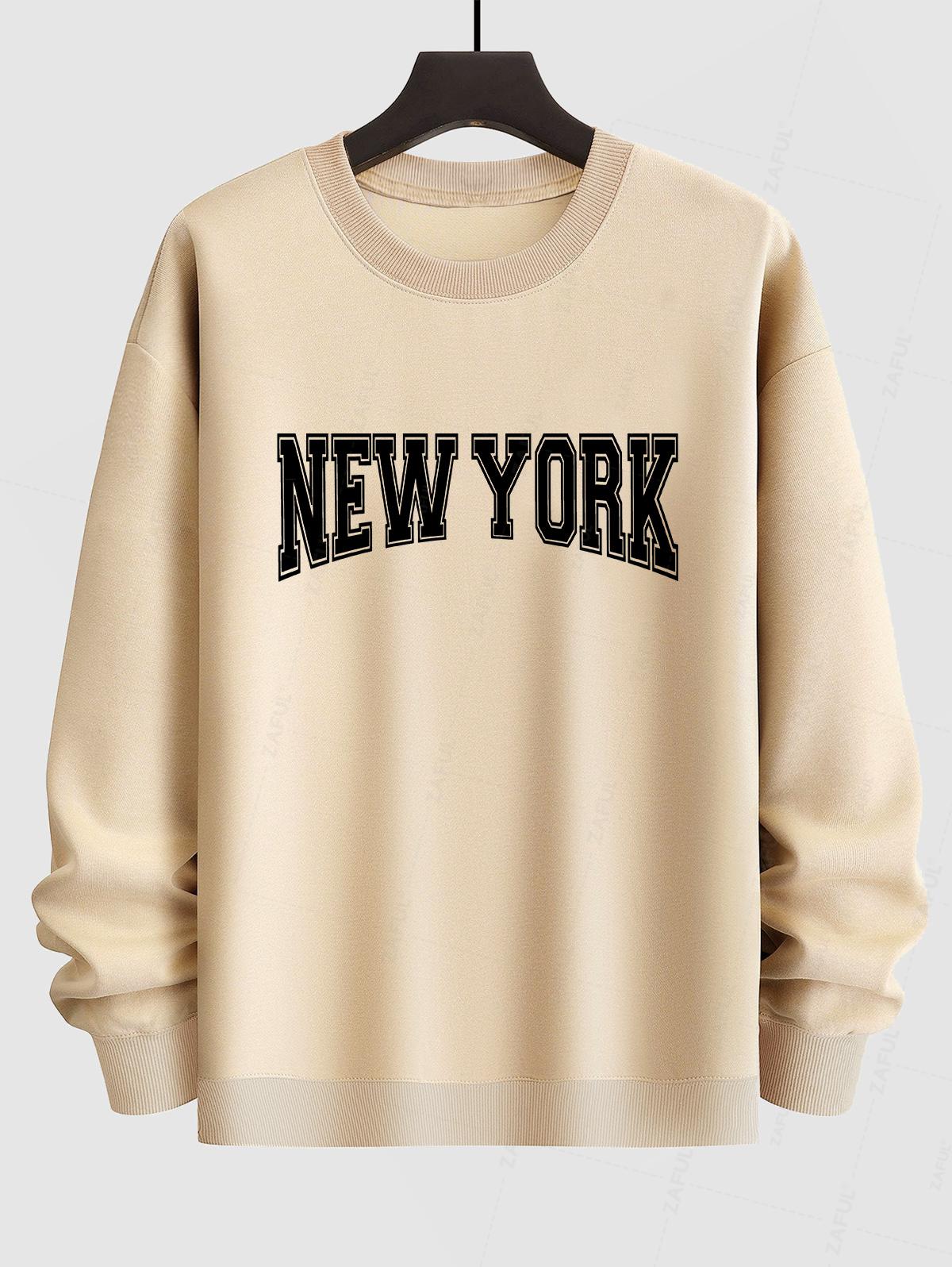 

ZAFUL Мужская повседневная толстовка-пуловер с круглым вырезом и надписью NEW YORK XXL света кофе