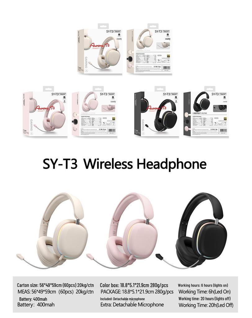 Glowing Wireless Bluetooth Gaming Headphones - Over-Ear with Long Battery Life