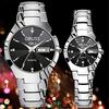 2 Stück Paare Zifferblatt Quarz Uhr Business Mode Analog Kalender Armbanduhr Valentinstagsgeschenk Für Männer Frauen Datumsanzeige Uhr