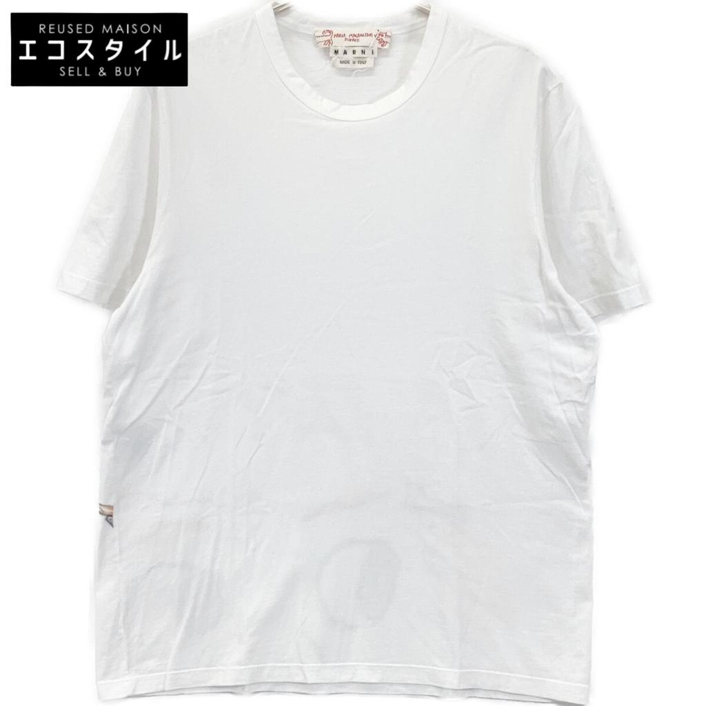 MARNI [xMARIA MAGDALENA SUAREZ] M05GC0139 18Stainless Steel White Print T-Shirt tops 48 whiteUsed