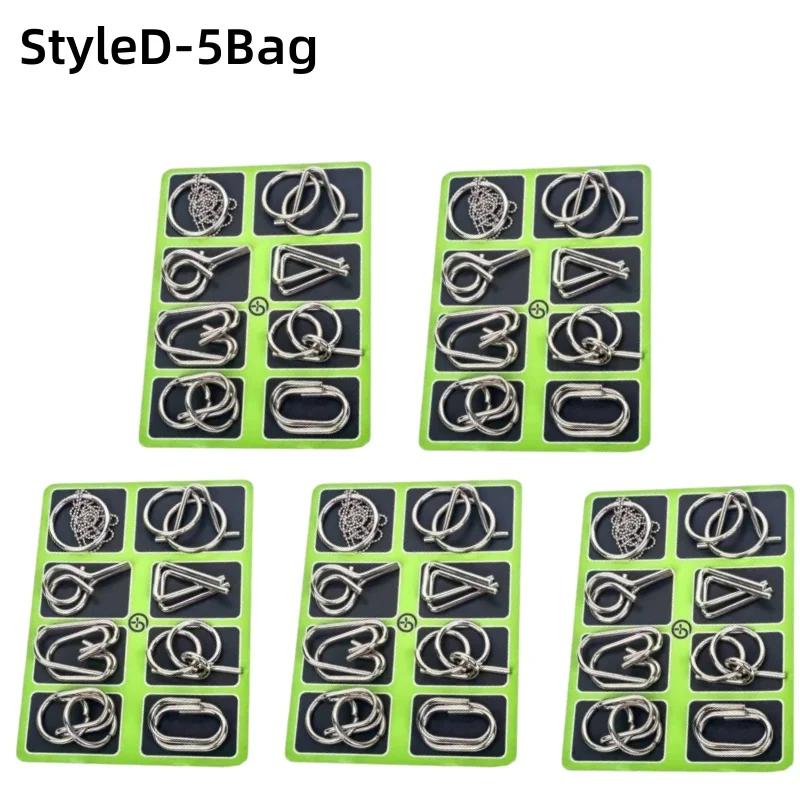 8Pcs/Set Metal Unlock Puzzle Toy Brain Teaser Rings for Adults Office Party IQ Logic Game Stress Relief Gift Box Fidget Tool