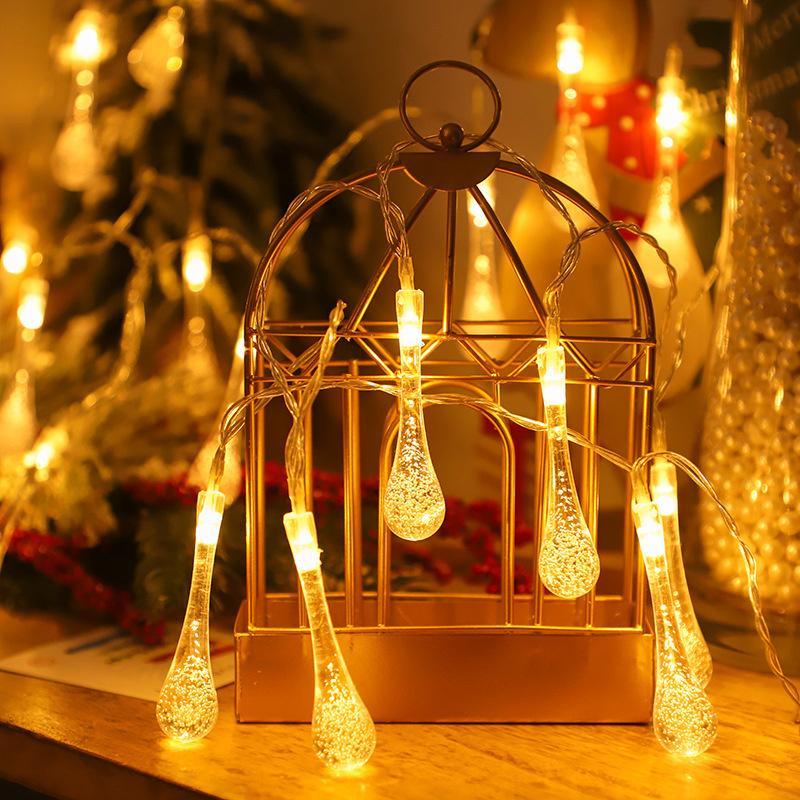 Battery Powered Water Drop String Lights 1.5M-10M Fairy Lights for Indoor Christmas Bedroom Decorations LED Holiday Lighting