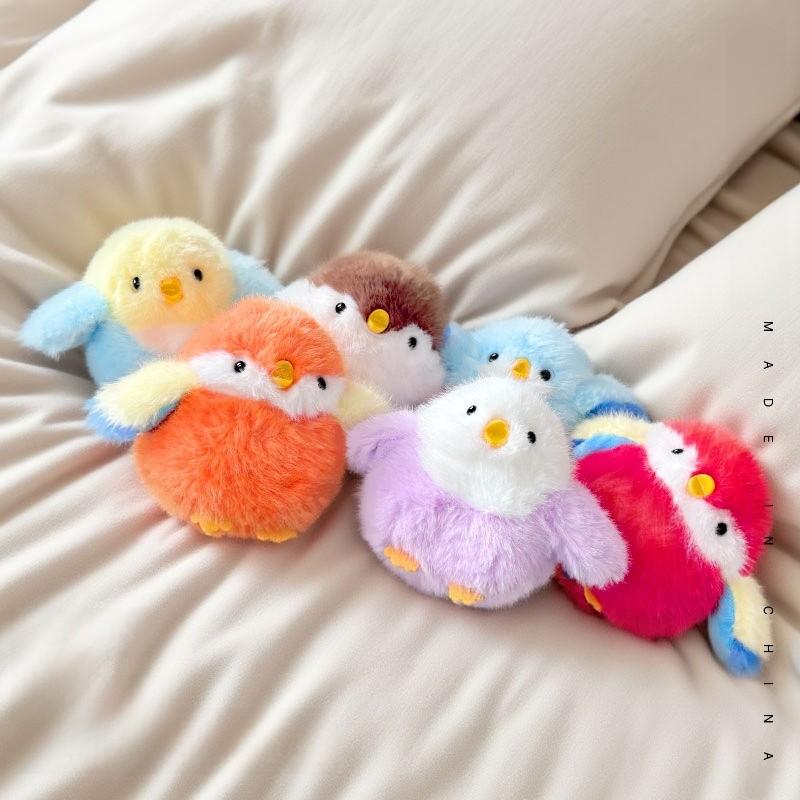 Creative Parrot Sparrow Bird Pendant Plush Toy Doll Keychain With Ring Bell