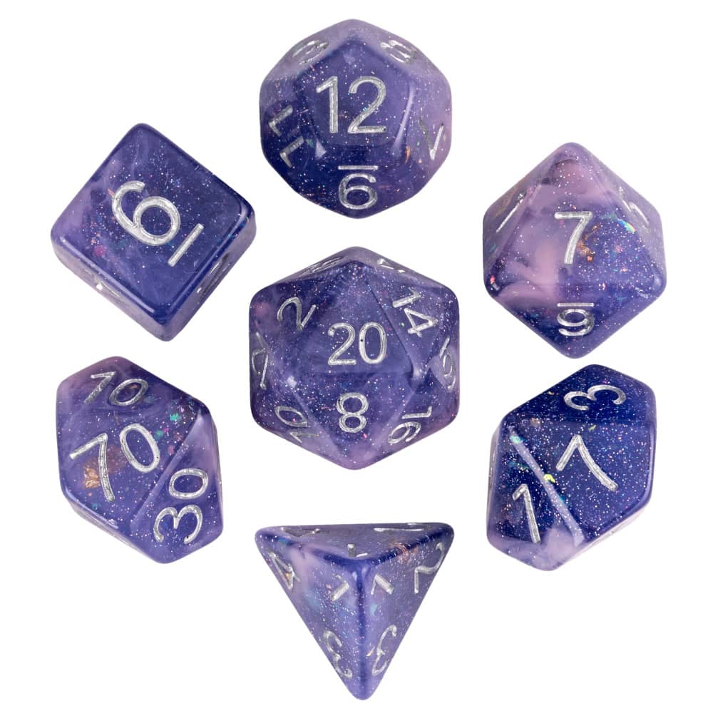 Cusdie Two-tone DND Dices 7 Resin Glitter D&D Dice D4 D6 D8 D10 D% D12 D20 Polyhedral Dice Set for Role Playing Board Games