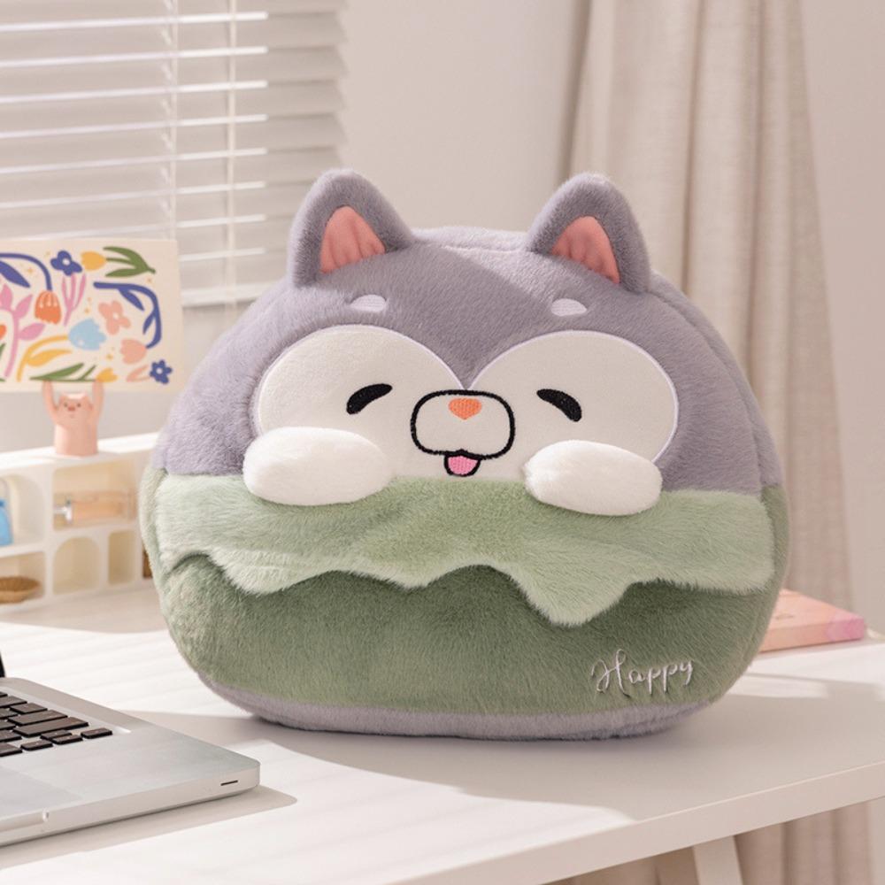 

Cartoon Animal Throw Pillow Blanket 2-in-1 Nap Blanket Cute Hand Warmer Bag Office Home Car Pillow сірий
