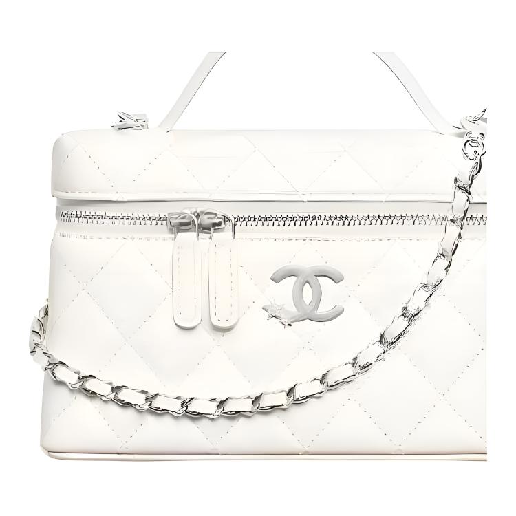 Chanel 25b Star Series Classic Logo Particle Leather Silver Chain Single Shoulder Handbag For Women White
