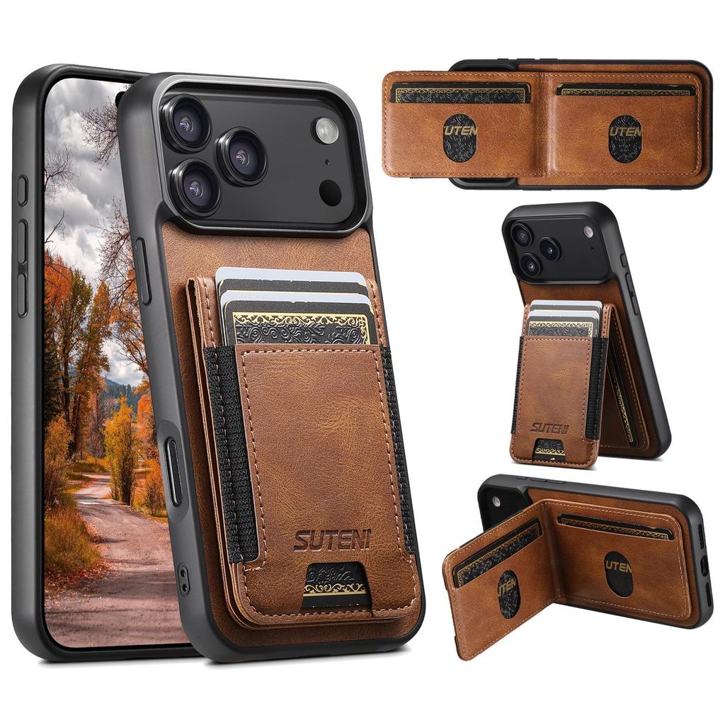 Universal Leather Phone Case with SIM Slot and Card Holder for Apple 17 Pro Max, Google 10 Pro XL, Samsung