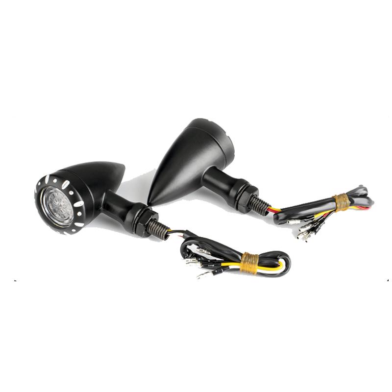 Motorcycle LED Turn Signal Light Brake Running Lamp Black Chrome LED Bullet Turn Signal Lights 10mm Motorcyle Indicator Lamps