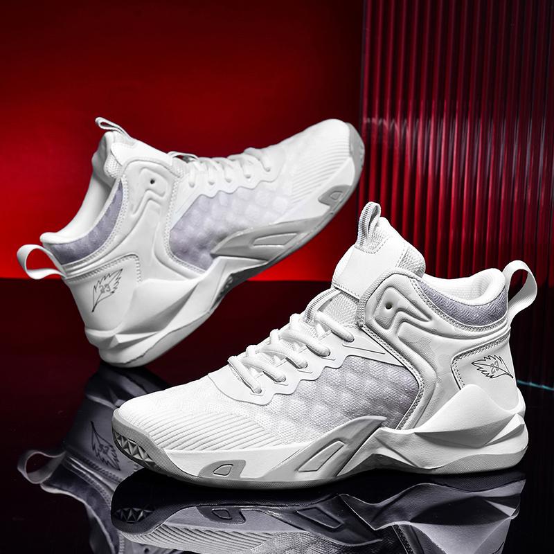 Basketball Shoes Men's Shoes Outdoor Sports Shoes Men's Shock-Absorbing High-Top Student Practical Sneakers Mesh Breathable Casual Shoes