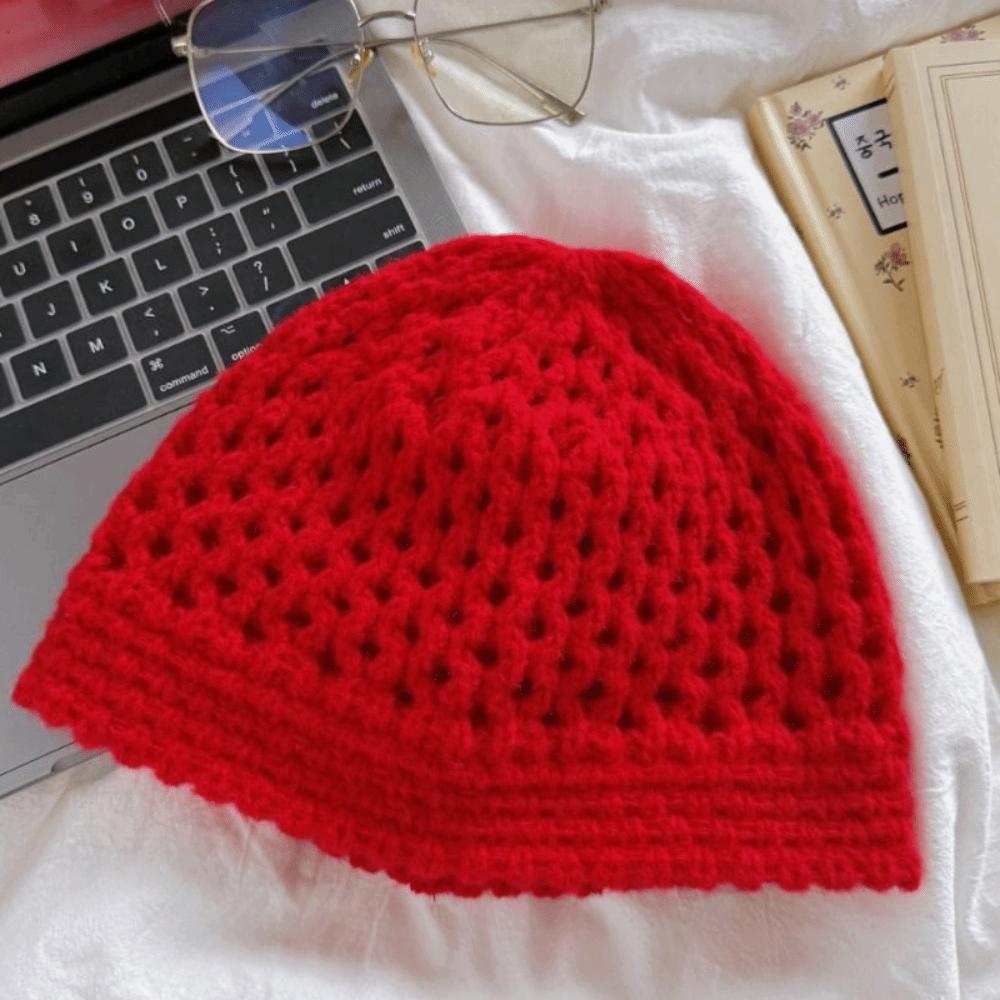 Hollow Out Crochet Pullover Hat Bohemian Style Weave Cap Sweet Knitted Beanies Hat  Girls