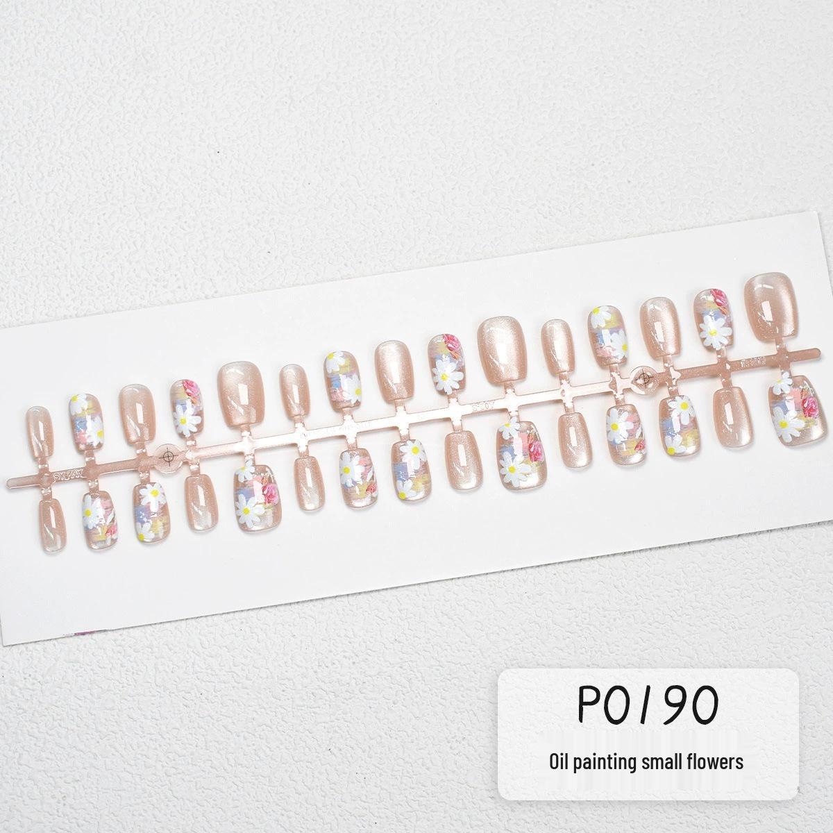 Autumn Winter Polka Dot Blusher Press-On Nails - 30 Pcs, Detachable, High-Grade Mirror Finish