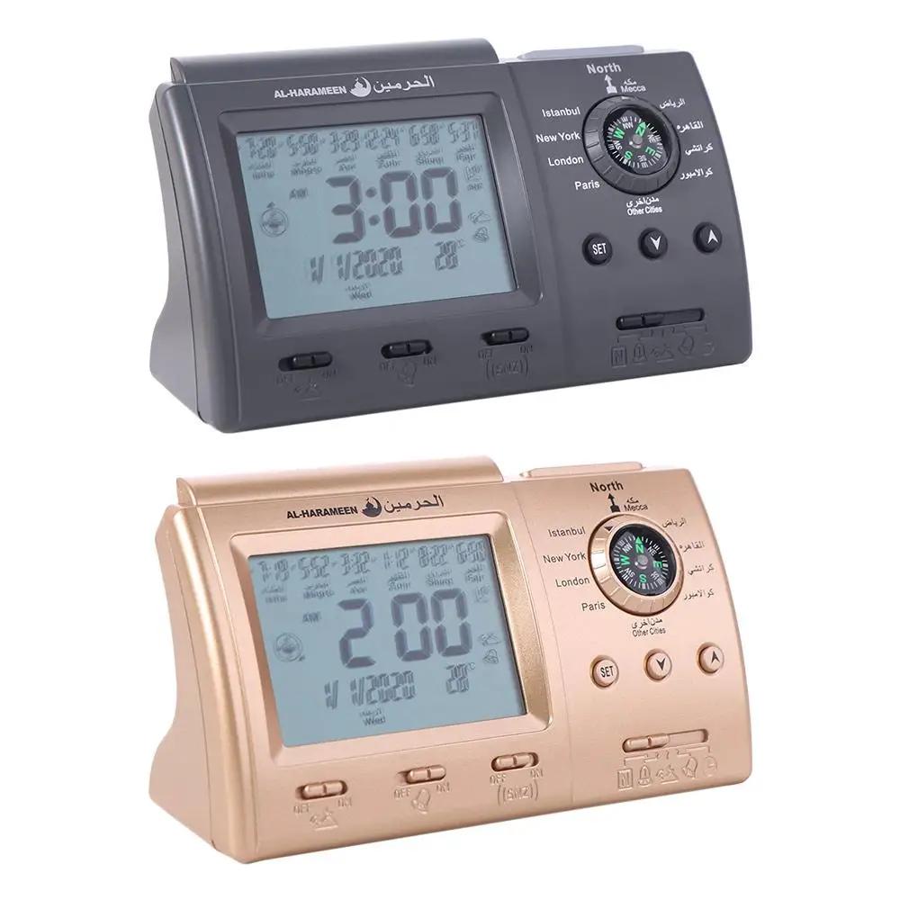 Multi-purpose Muslim Table Clock Easy Setting with Adhan Alarm Tabletop Muslim Clock Temp Display with Qiblah Direction