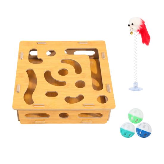 Cat Scratch Puzzle Box Cat Nail File Enrichment Box Interactive Self-Play Maze Box Scratcher for Indoor Cats Mental Stimulation