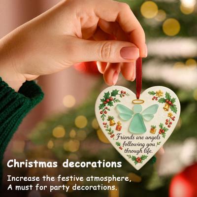 Sea Glass Angel Ornament Friends Are Angels Sea Glass Art Christmas Ornament Friendship Heart Keepsake for Best Friends