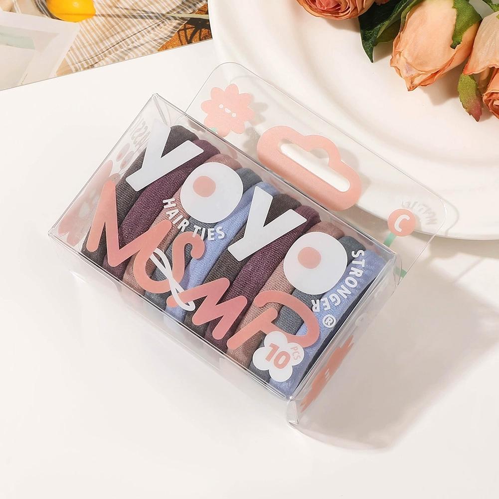 10pcs/set Simple Mixed-color Hair Tie Soft Seamless Highly Elastic Durable Rubber Band Hair Rope Headwear Hair Accessories