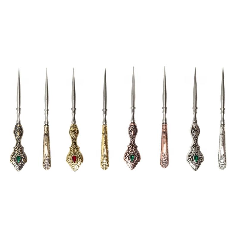 2 Pieces Vintage Sewing Awls Metal Stitching Awl Tailors Awl Tools for Leather Work DIY Craft Hand Stitching Sewing