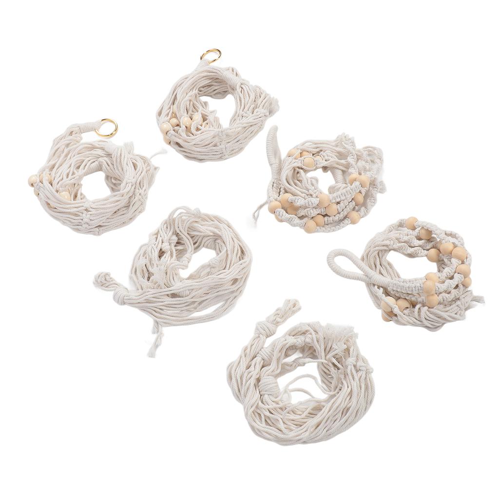 6er Pack Makramee Pflanzenampel Baumwolle Blumentopfhalter Indoor Hängepflanzkorb mit Holzperlen