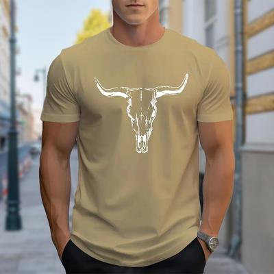 Nova Camiseta de Moda Masculina de Verão Personalidade Touro Estampado Camiseta Masculina Top