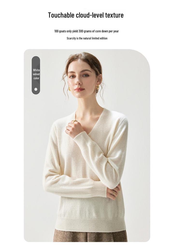 Women's Cashmere V-neck Sweater - 2026 Autumn/Winter Stylish Elegant Warm Loose Fit Pullover