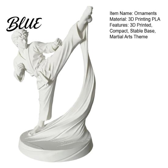 Display Case Ornament Martial Arts Karate Man Kick 3D Printed Statue White Figurine Sculpture Sculpture Taekwondo Character Desktop Ornament